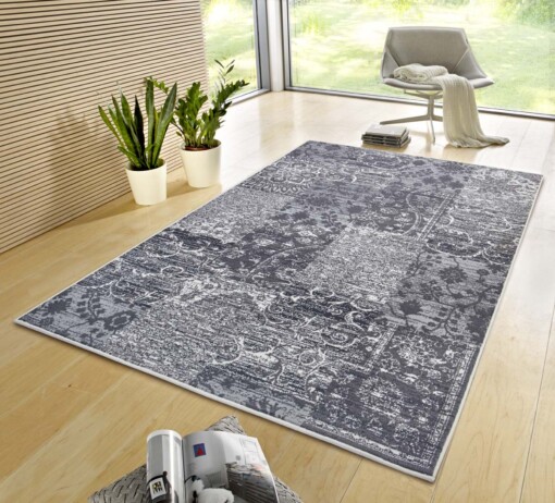 Patchwork vloerkleed Bloques - donkergrijs - sfeer
