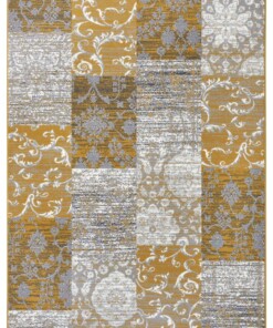 Patchwork vloerkleed Bloques - okergeel - overzicht boven, thumbnail