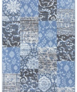 Patchwork vloerkleed Bloques - lichtblauw - overzicht boven, thumbnail