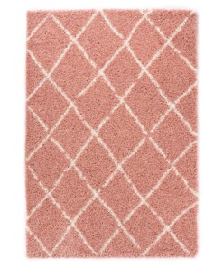 Hoogpolig vloerkleed ruiten Habitat - roze/wit - overzicht