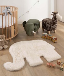 Kindervloerkleed Olifant - Fluffy crème - sfeer, thumbnail