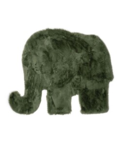 Kindervloerkleed Olifant - Fluffy olijfgroen - overzicht boven