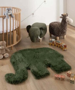 Kindervloerkleed Olifant - Fluffy olijfgroen - sfeer, thumbnail