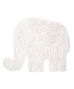 Kindervloerkleed Olifant - Fluffy wit - overzicht boven