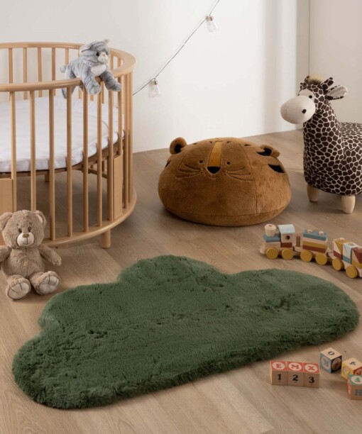 Kindervloerkleed wolkje - Fluffy olijfgroen - sfeer
