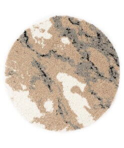 Rond hoogpolig vloerkleed Marble Artisan - beige - overzicht