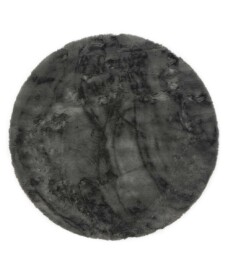 Rond hoogpolig vloerkleed - Comfy plus - donkergrijs - overzicht, thumbnail