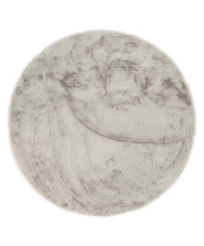 Rond hoogpolig vloerkleed - Comfy plus - lichtgrijs - overzicht, thumbnail