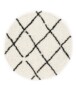 Rond hoogpolig vloerkleed ruiten Habitat - wit/zwart - overzicht, thumbnail