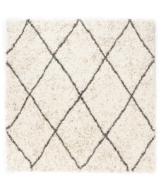 Vierkant hoogpolig vloerkleed geruit Artisan - wit/grijs - overzicht, thumbnail Vierkant hoogpolig vloerkleed geruit Artisan - wit/grijs - overzicht, thumbnail