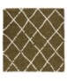 Vierkant hoogpolig vloerkleed ruiten Habitat - olijfgroen/wit - overzicht, thumbnail