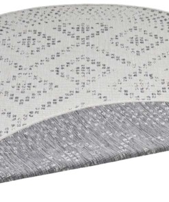 Rond binnen & buiten vloerkleed Olympia - grijs/crème - overzicht schuin, thumbnail