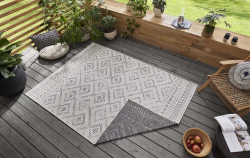 Binnen & buiten vloerkleed Olympia - grijs/crème - sfeer