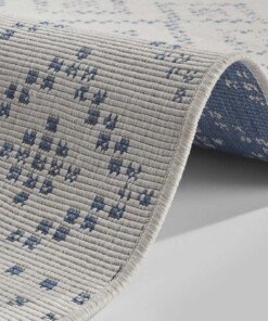 Binnen & buiten vloerkleed Olympia - blauw/crème - close up, thumbnail