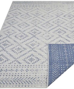 Binnen & buiten vloerkleed Olympia - blauw/crème - overzicht schuin, thumbnail