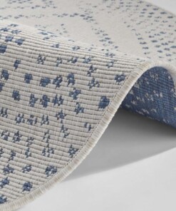 Rond binnen & buiten vloerkleed Olympia - blauw/crème - close up, thumbnail Rond binnen & buiten vloerkleed Olympia - blauw/crème - close up, thumbnail