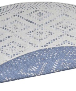 Rond binnen & buiten vloerkleed Olympia - blauw/crème - overzicht schuin, thumbnail Rond binnen & buiten vloerkleed Olympia - blauw/crème - overzicht schuin, thumbnail