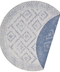 Rond binnen & buiten vloerkleed Olympia - blauw/crème - overzicht boven, thumbnail Rond binnen & buiten vloerkleed Olympia - blauw/crème - overzicht boven, thumbnail