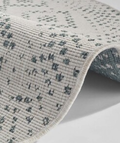 Rond binnen & buiten vloerkleed Olympia - groen/crème - close up, thumbnail