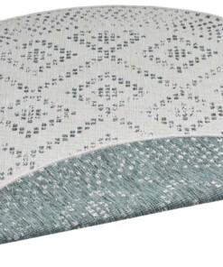 Rond binnen & buiten vloerkleed Olympia - groen/crème - overzicht schuin, thumbnail