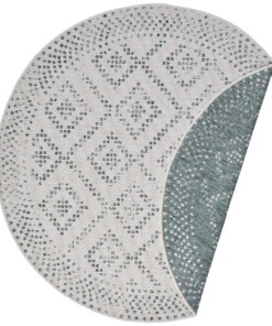 Rond binnen & buiten vloerkleed Olympia - groen/crème - overzicht boven, thumbnail