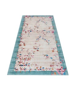 Oosters vloerkleed Gloriosa - beige/blauw - overzicht schuin, thumbnail Oosters vloerkleed Gloriosa - beige/blauw - overzicht schuin, thumbnail