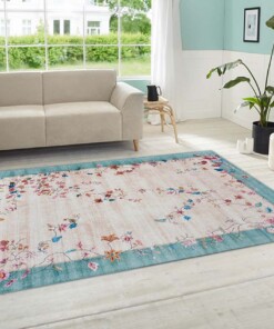 Oosters vloerkleed Gloriosa - beige/blauw - sfeer