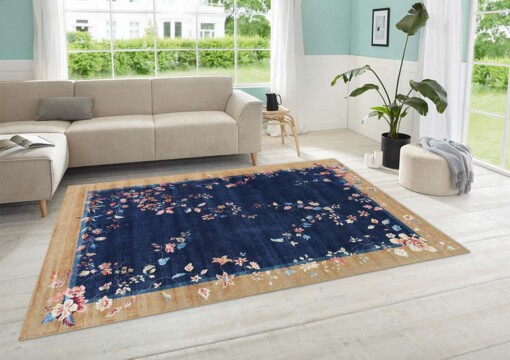 Oosters vloerkleed Gloriosa - blauw/goud - sfeer