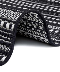 Binnen & buiten vloerkleed Frya - zwart/crème - close up, thumbnail