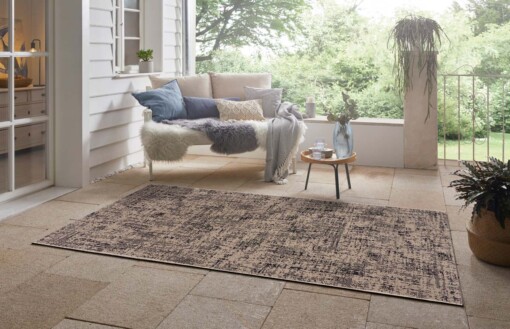 Binnen & buiten vloerkleed Willa - beige/zwart - sfeer