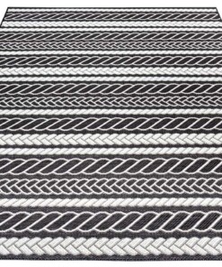 Laagpolig vloerkleed Somba - antraciet/crème - overzicht schuin, thumbnail Laagpolig vloerkleed Somba - antraciet/crème - overzicht schuin, thumbnail