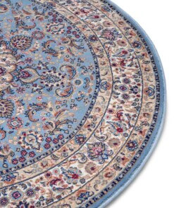 Rond perzisch tapijt - Zahra lichtblauw - close up, thumbnail