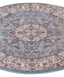 Rond perzisch tapijt - Zahra lichtblauw - overzicht schuin, thumbnail