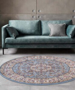 Rond perzisch tapijt - Zahra lichtblauw - sfeer, thumbnail