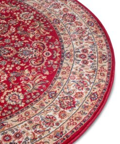 Rond perzisch tapijt - Zahra rood - close up, thumbnail Rond perzisch tapijt - Zahra rood - close up, thumbnail