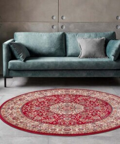 Rond perzisch tapijt - Zahra rood - sfeer, thumbnail