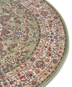 Rond perzisch tapijt - Zahra groen - close up, thumbnail