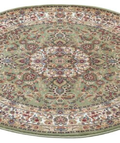Rond perzisch tapijt - Zahra groen - overzicht schuin, thumbnail