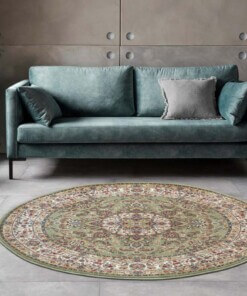Rond perzisch tapijt - Zahra groen - sfeer, thumbnail
