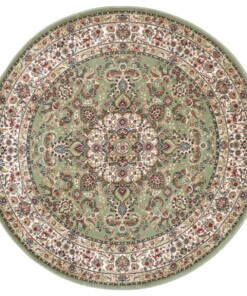 Rond perzisch tapijt - Zahra groen - overzicht boven