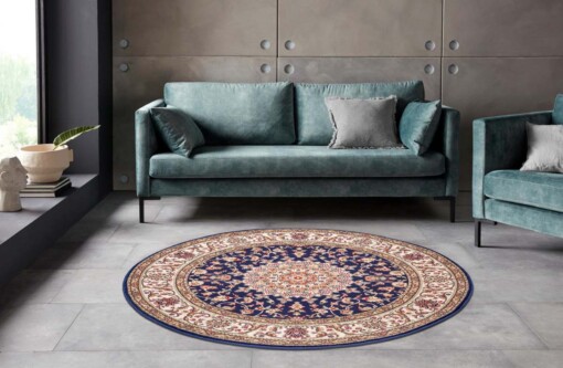 Rond perzisch tapijt - Zuhr marineblauw - sfeer