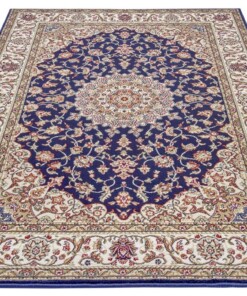 Perzisch tapijt - Zuhr marineblauw - overzicht schuin, thumbnail