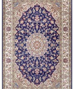 Perzisch tapijt - Zuhr marineblauw - overzicht boven
