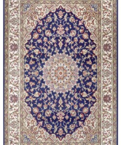 Perzisch tapijt - Zuhr marineblauw - overzicht boven, thumbnail