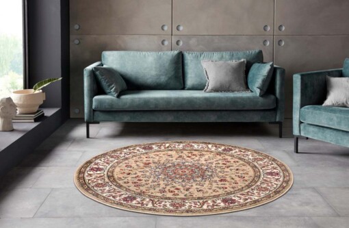 Rond perzisch tapijt - Zuhr beige - sfeer