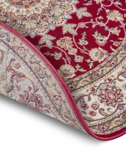 Rond perzisch tapijt - Zuhr rood - close up, thumbnail