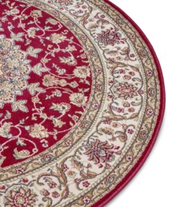 Rond perzisch tapijt - Zuhr rood - close up, thumbnail