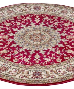 Rond perzisch tapijt - Zuhr rood - overzicht schuin, thumbnail