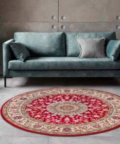 Rond perzisch tapijt - Zuhr rood - sfeer, thumbnail
