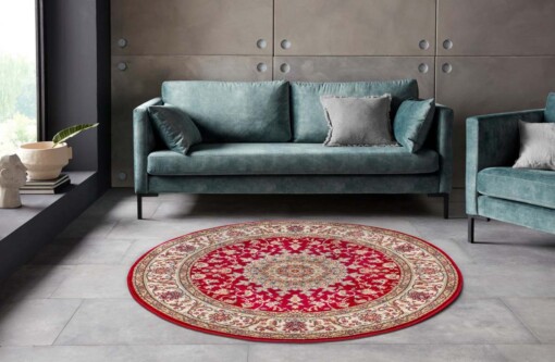 Rond perzisch tapijt - Zuhr rood - sfeer